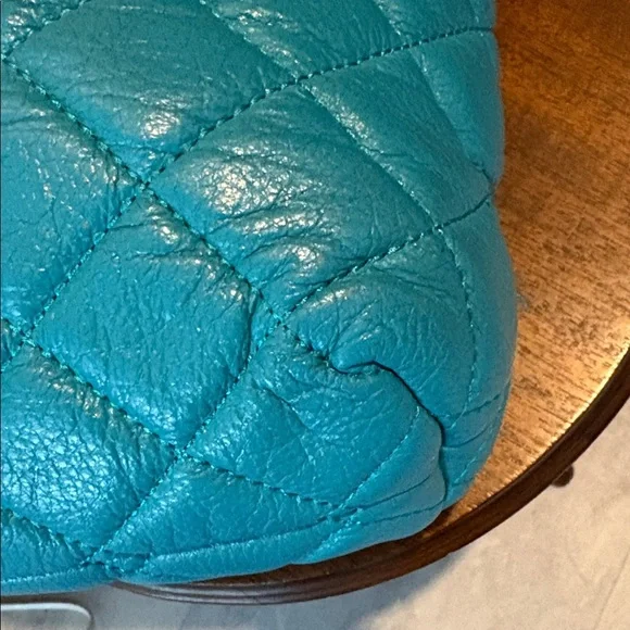 Kate Spade  satchel Crossbody bag Quilted leather Turquoise braided Chain Strap - Picture 10 of 16